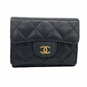 CHANEL Authentic Black Caviar Leather Wallet